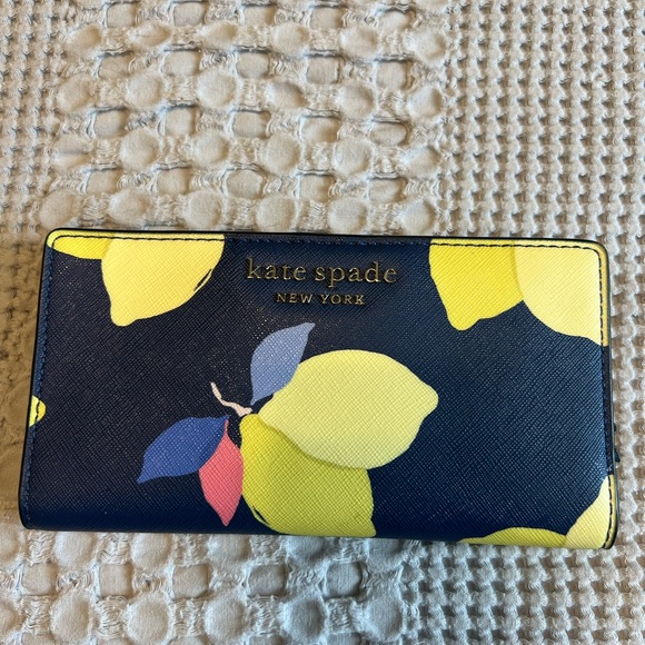 kate spade Handbags - Kate Spade Blue and Yellow Lemon Print Wallet